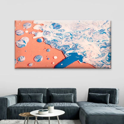 Flat Lay Mixed Paint Orange Wall Art Canvas Office Home Room Framed 120x60cm