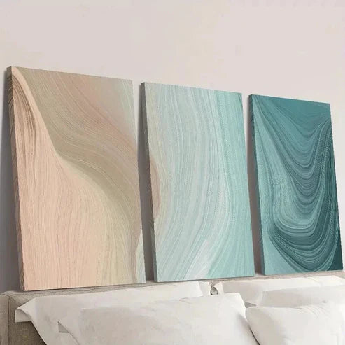 3pcs Abstract Brown Turquoise Decoration Wall Art Canvas Unframed - High Quality Print 100% Australian Made Wall Canvas - Bella Home Decor