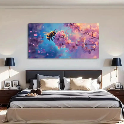 Pollination Blossom Bee Wall Art Canvas Office Home Room Framed 120x60cm