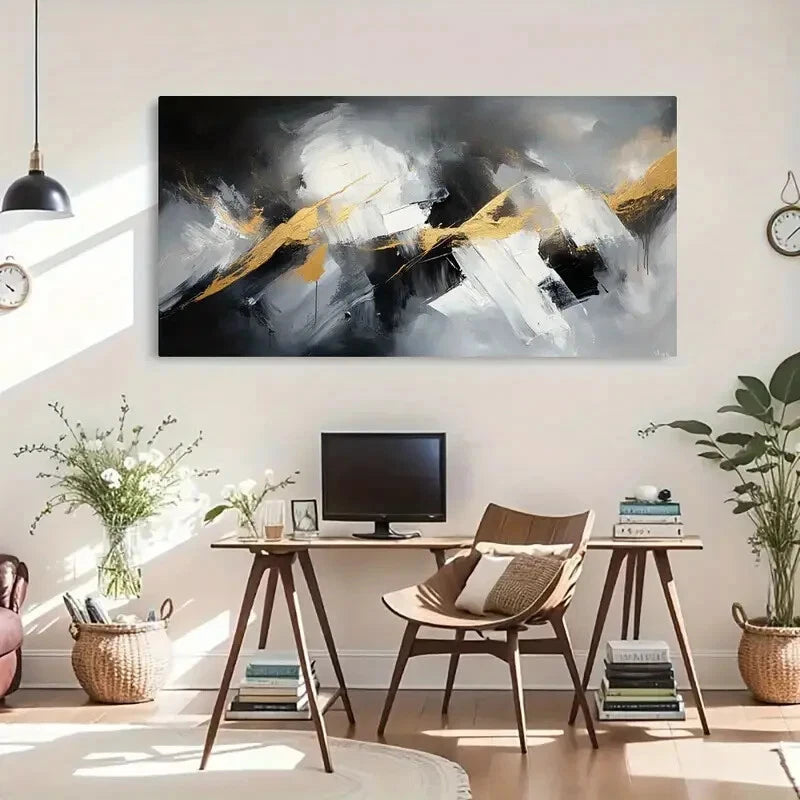 Abstract Flowing Forms Décor Wall Art Canvas Office Home Room Framed 120x60cm - Bella Home Decor