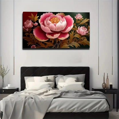 Atmospheric Peony Flowers Wall Art Canvas Office Home Room Framed 120x60cm