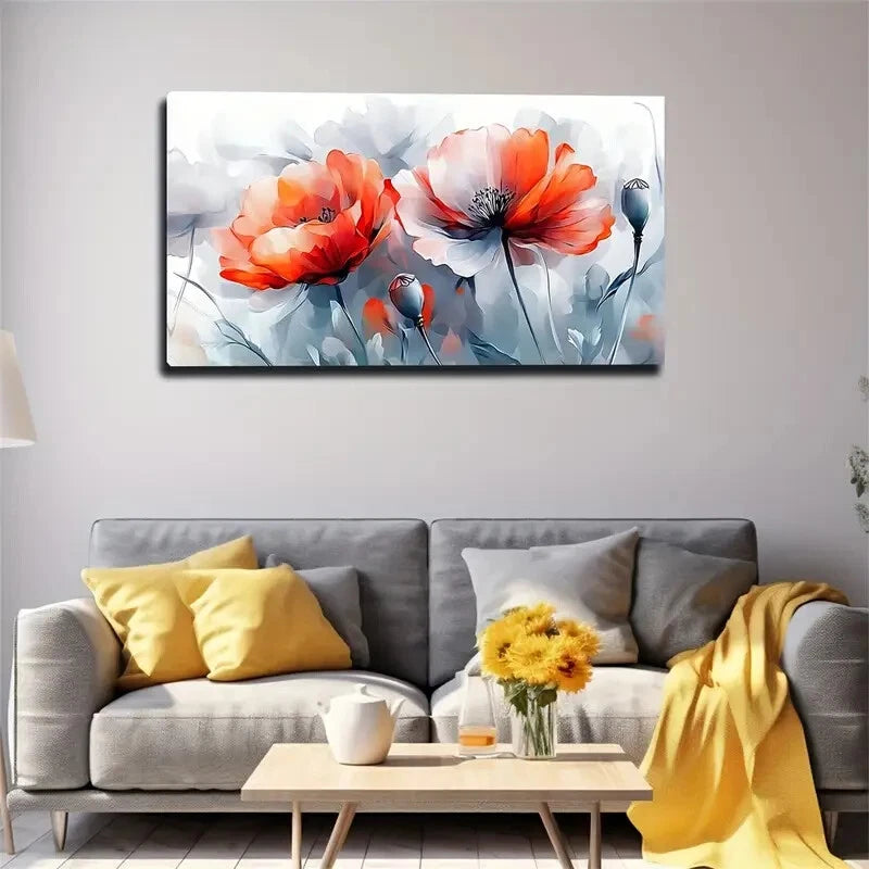 Orange and Red Gradient Petals Wall Art Canvas Office Home Room Framed 120x60cm - Bella Home Decor