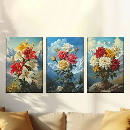 3pcs Charming bouquets in the valley  Wall Art Set Canvas Unframed - High Quality Print 100% Australian Made Wall Canvas