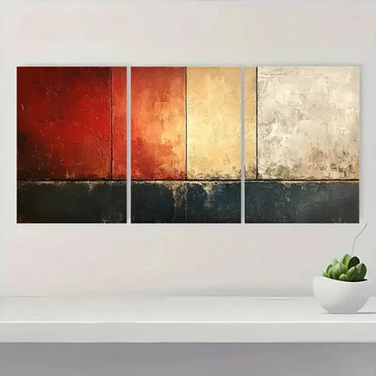 3pcs Brown & Beige Geometric Abstract Texture  Wall Art Canvas Unframed - High Quality Print 100% Australian Made Wall Canvas - Bella Home Decor