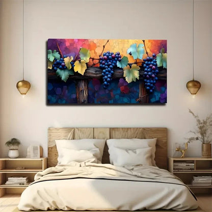 Vibrant Grapevine Colorful Wall Art Canvas Office Home Room Framed 120x60cm
