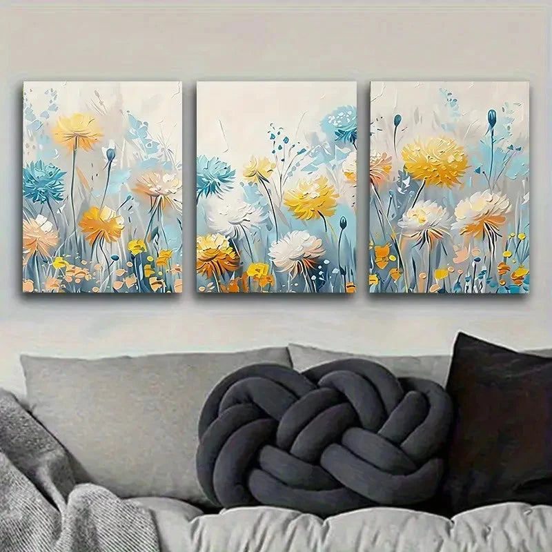 3pcs Vivid Wildflowers Wall Art Set Canvas Framed 50x70cm - High Quality Print 100% Australian Made Wall Canvas Ready to Hang - Bella Home Decor