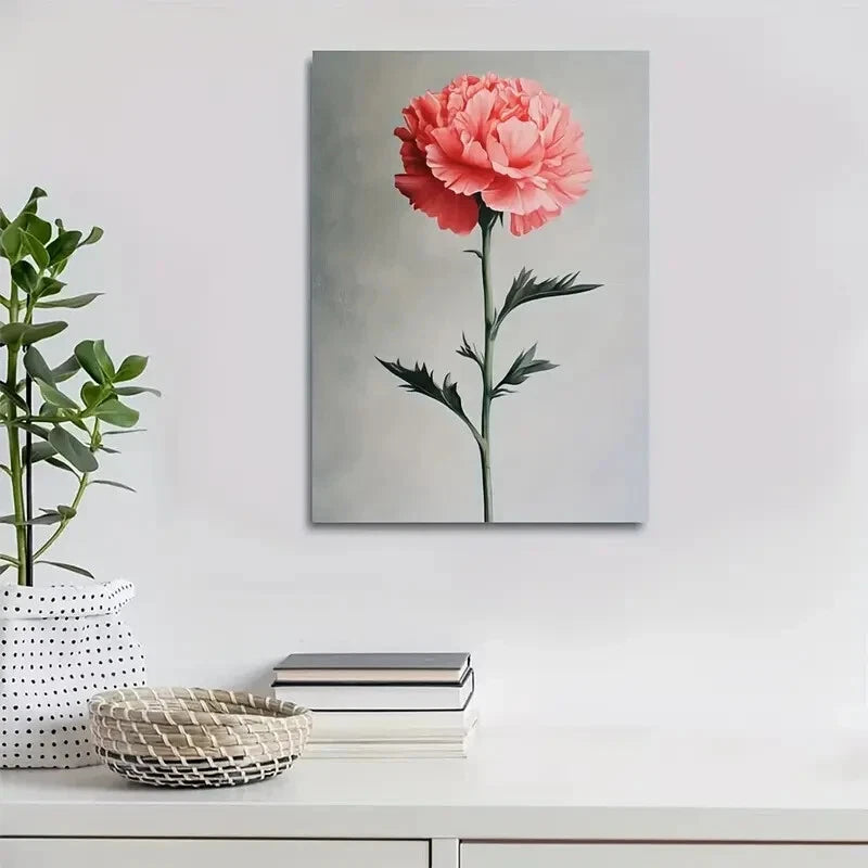 Beautiful Vibrant Pink Flower Wall Decor with Green 40x60cm Metal Print Ready to Hang - Bella Home Decor