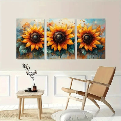 3pcs Vibrant Botanical Floral Design Perfect Wall Art Set Canvas Framed 50x70cm - High Quality Print 100% Australian Made Wall Canvas Ready to Hang