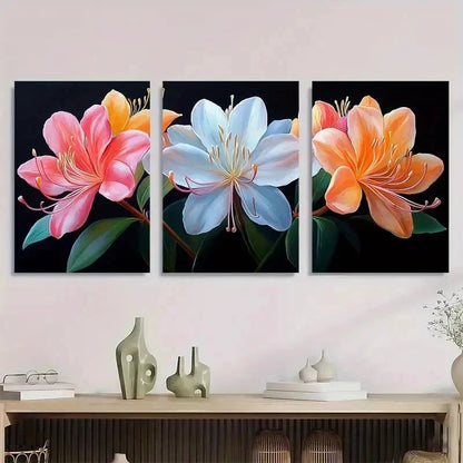 3pcs Honeysuckle Flower Colorful Nature Perfect Wall Art Set Canvas Framed 50x70cm - High Quality Print 100% Australian Made Wall Canvas Ready to Hang