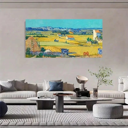 Golden Wheat Field Vibrant Wall Art Canvas Office Home Room Framed 120x60cm