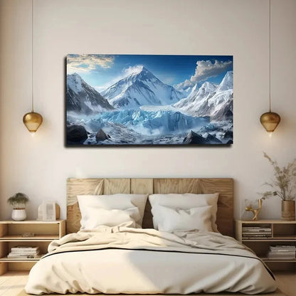 Blue Glacier Under Sky Wall Art canvas office home room framed 120x60cm