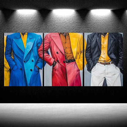 3pcs Men and Women in the City Colourful Metal Print Ready to Hang Art - Bella Home Decor
