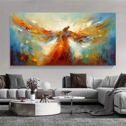 Abstract Angel Wings Vibrant Wall Art Canvas Office Home Room Framed 120x60cm