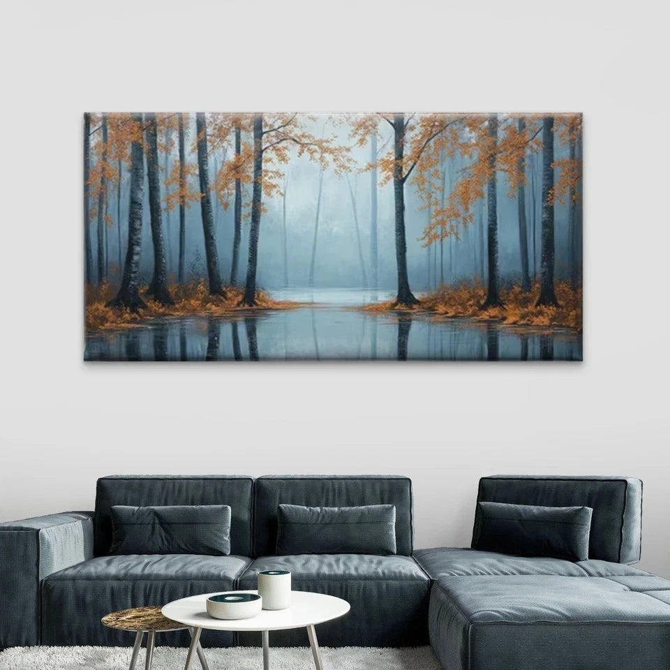 Misty Autumn Landscape Wall Art Canvas Office Home Room Framed 120x60cm