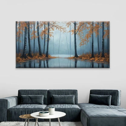 Misty Autumn Landscape Wall Art Canvas Office Home Room Framed 120x60cm