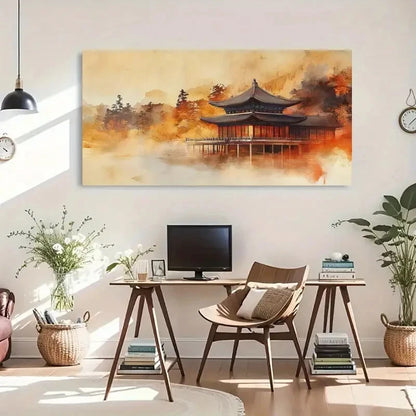 Eastern Architecture Landscape Wall Art Canvas Office Home Room Framed 120x60cm - Bella Home Decor