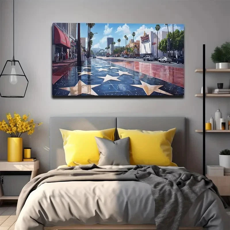 Stars In New York Wall Art Canvas Office Home Room Framed 120x60cm