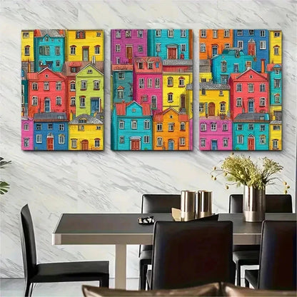 3pcs Cheerful Decor Vibrant Colorful Perfect Wall Art Set Canvas Framed 50x70cm - High Quality Print 100% Australian Made Wall Canvas Ready to Hang - Bella Home Decor