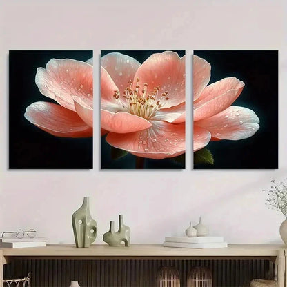 3pcs Pink Flowering Quince Nature Perfect Wall Art Set Canvas Framed 40x60cm - High Quality Print 100% Australian Made Wall Canvas Ready to Hang - Bella Home Decor