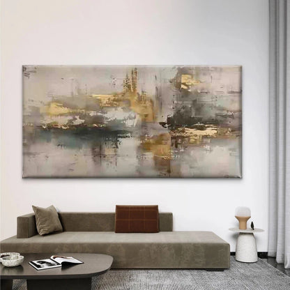 Abstract Golden Leaf Wall Art Canvas Office Home Room Framed 120x60cm