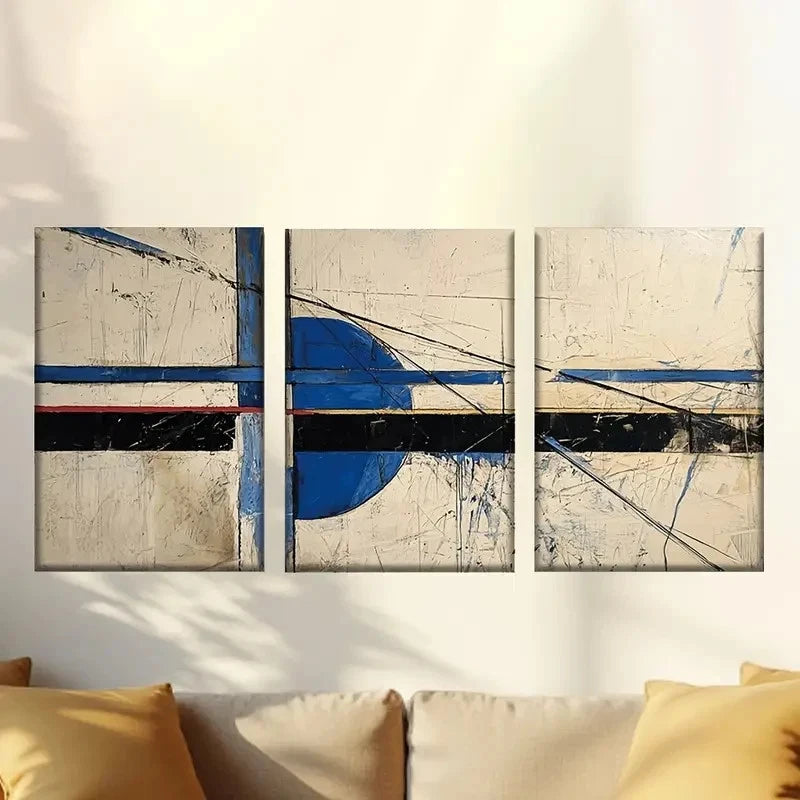 3pcs Abstract blue-gray modern Wall Art Set Canvas Framed 50x70cm - High Quality Print 100% Australian Made Wall Canvas Ready to Hang - Bella Home Decor