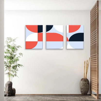 3pcs Modern Geometric Abstract Pattern Neutral Wall Art Set Canvas Framed 50x70cm - High Quality Print 100% Australian Made Wall Canvas Ready to Hang