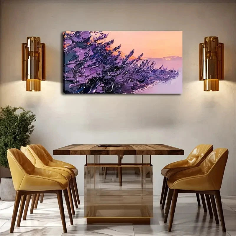 This Abstract Depicting Purple Wall Art Canvas Office Home Room Framed 120x60cm