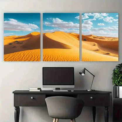 3pcs Erg Chebbi Print Chebbi Dunes Perfect Wall Art Set Canvas Framed 50x70cm - High Quality Print 100% Australian Made Wall Canvas Ready to Hang
