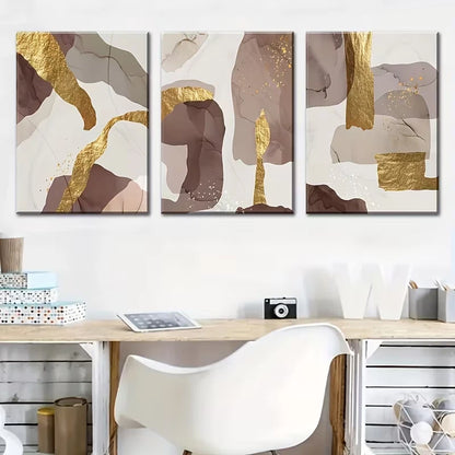 3pcs Abstract Print in a Light Luxury Style Metal Print Ready to Hang Art - Bella Home Decor