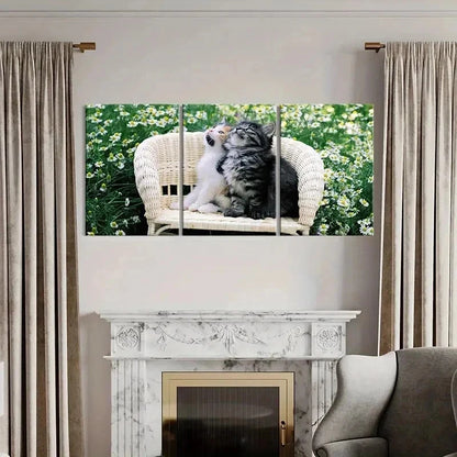 3pcs Pet Art Cute Little Cats Modern Wall Art Set Canvas Framed 50x70cm - High Quality Print 100% Australian Made Wall Canvas Ready to Hang