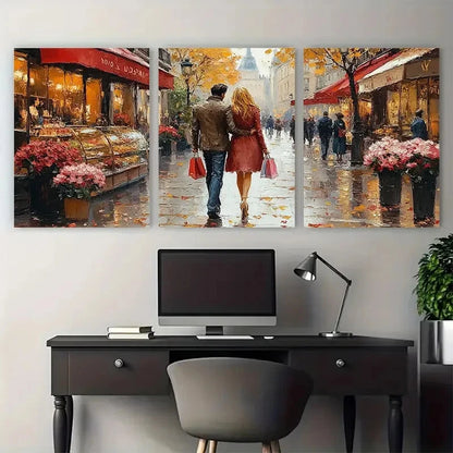 3pcs Humorous Parisian Shopping Quote Perfect Wall Art Set Canvas Framed 40x60cm - High Quality Print 100% Australian Made Wall Canvas Ready to Hang