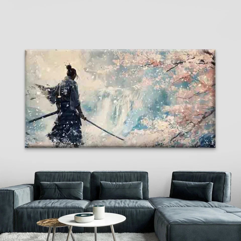 Japanese Samurai Warrior Wall Art Canvas Office Home Room Framed 120x60cm
