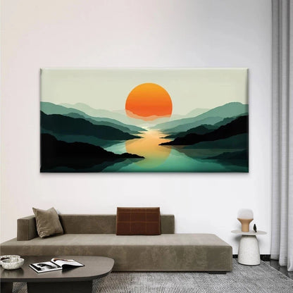 Sunset Mountain Landscape Wall Art Canvas Office Home Room Framed 120x60cm