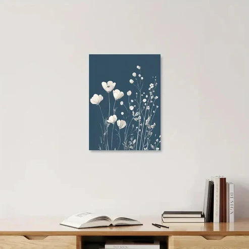 Beautiful White Flowers Light Colors Floral Painting 60x90cm Metal Print Ready to Hang