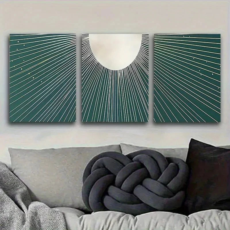 3pcs Geometric Optical Illusion Wall Art Set Canvas Framed 50x70cm - High Quality Print 100% Australian Made Wall Canvas Ready to Hang - Bella Home Decor