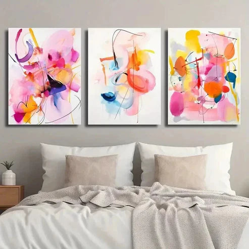 3pcs Modern Colorful Geometric Designs Wall Art Set Canvas Unframed - High Quality Print 100% Australian Made Wall Canvas