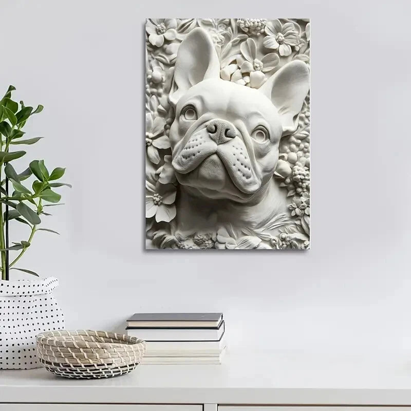Beautiful Featuring a French Bulldog Painting 40x60cm Metal Print Ready to Hang - Bella Home Decor