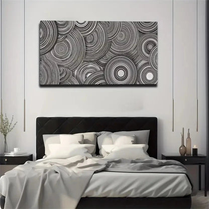 Abstract Circle Modern Black Wall Art Canvas Office Home Room Framed 120x60cm