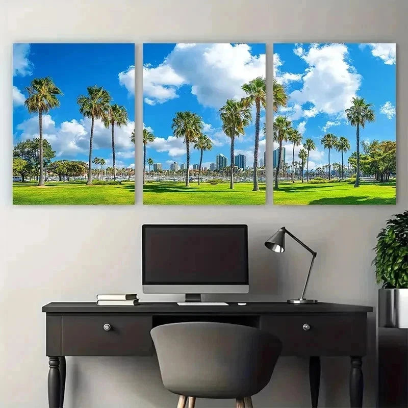 3pcs California Coastline & Cityscape Perfect Wall Art Set Canvas Framed 50x70cm - High Quality Print 100% Australian Made Wall Canvas Ready to Hang - Bella Home Decor