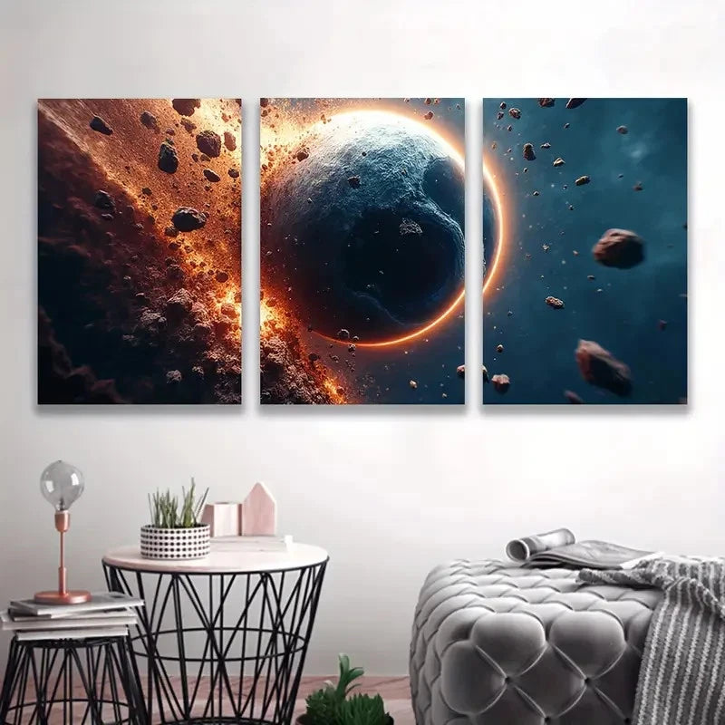 3pcs Vibrant Earth & Mars Imagery, I  Wall Art Set Canvas Framed 50x70cm - High Quality Print 100% Australian Made Wall Canvas Ready to Hang