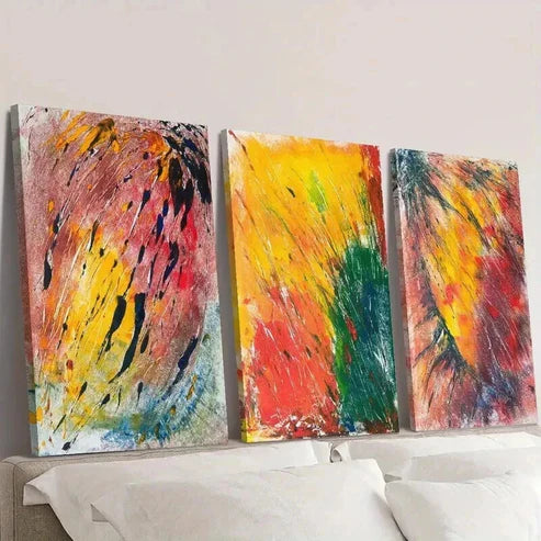 3pcs Watercolor Colorful Abstract Painting Wall Art Canvas Unframed - High Quality Print 100% Australian Made Wall Canvas