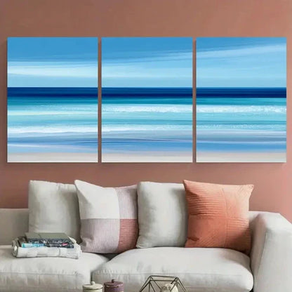 3pcs Minimalist Beach Ocean Waves Wall Art Canvas Unframed - High Quality Print 100% Australian Made Wall Canvas