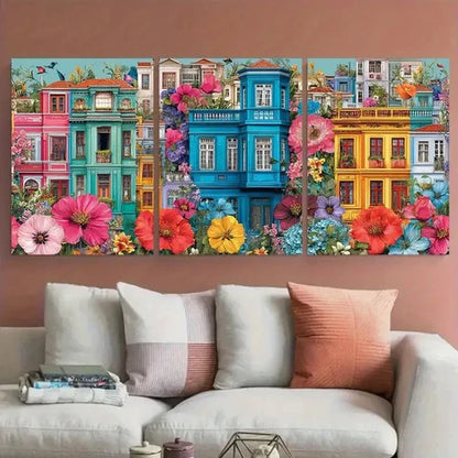 3pcs Vibrant Cityscape Wall Art Canvas Unframed - High Quality Print 100% Australian Made Wall Canvas - Bella Home Decor