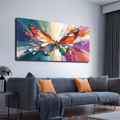 Vibrant Butterfly Blue & Purple Wall Art Canvas Office Home Room Framed 120x60cm - Bella Home Decor
