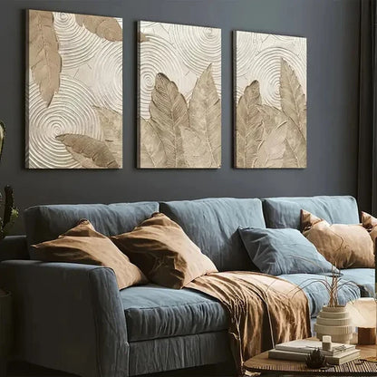 3pcs Abstract Plant Leaves Simple Wall Art Set Canvas Unframed - High Quality Print 100% Australian Made Wall Canvas