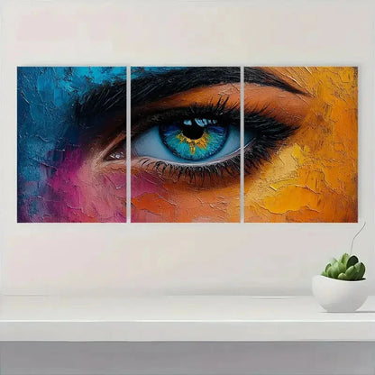 3pcs Blue, Orange, and Purple Eye Design ED    Wall Art Canvas  Wall Art Set Canvas Framed 40x60cm - High Quality Print 100% Australian Made Wall Canvas Ready to Hang - Bella Home Decor