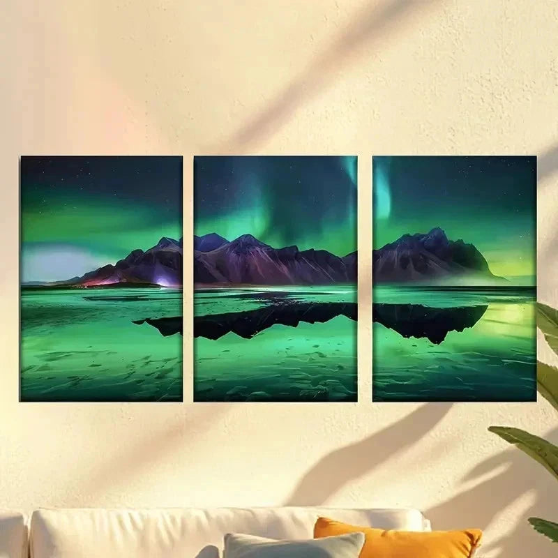 3pcs The Aurora Wall Art Set Canvas Framed 50x70cm - High Quality Print 100% Australian Made Wall Canvas Ready to Hang