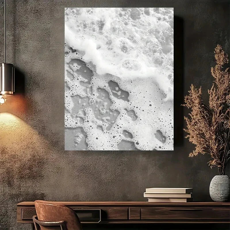Beautiful Modern Ocean Foam Abstract Painting 40x60cm Metal Print Ready to Hang - Bella Home Decor