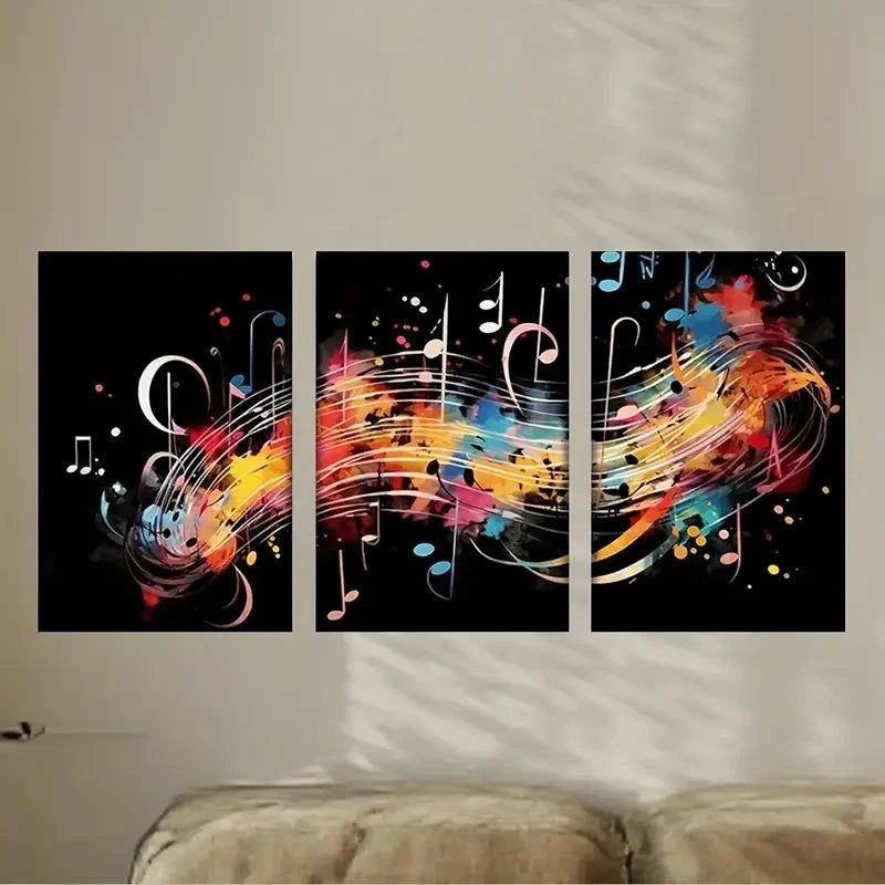 3pcs abstract music background Wall Art Set Canvas Framed 40x60cm - High Quality Print 100% Australian Made Wall Canvas Ready to Hang - Bella Home Decor