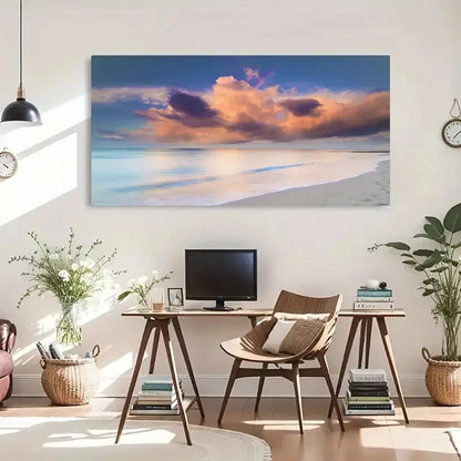 Contemporary Seaside Landscape Wall Art Canvas Office Home Room Framed 120x60cm - Bella Home Decor
